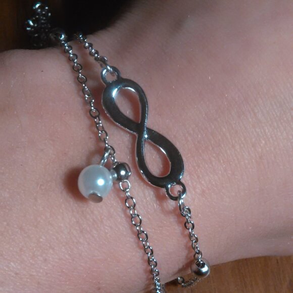 Double Row Infinity Bracelet, Extends to Anklet - Picture 3 of 13